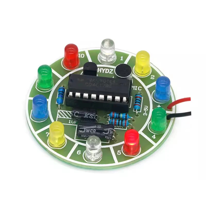 Diy Electronics Lab - CD4017 Kleurrijke spraakbesturing Roterende LED-lichtset Elektronische