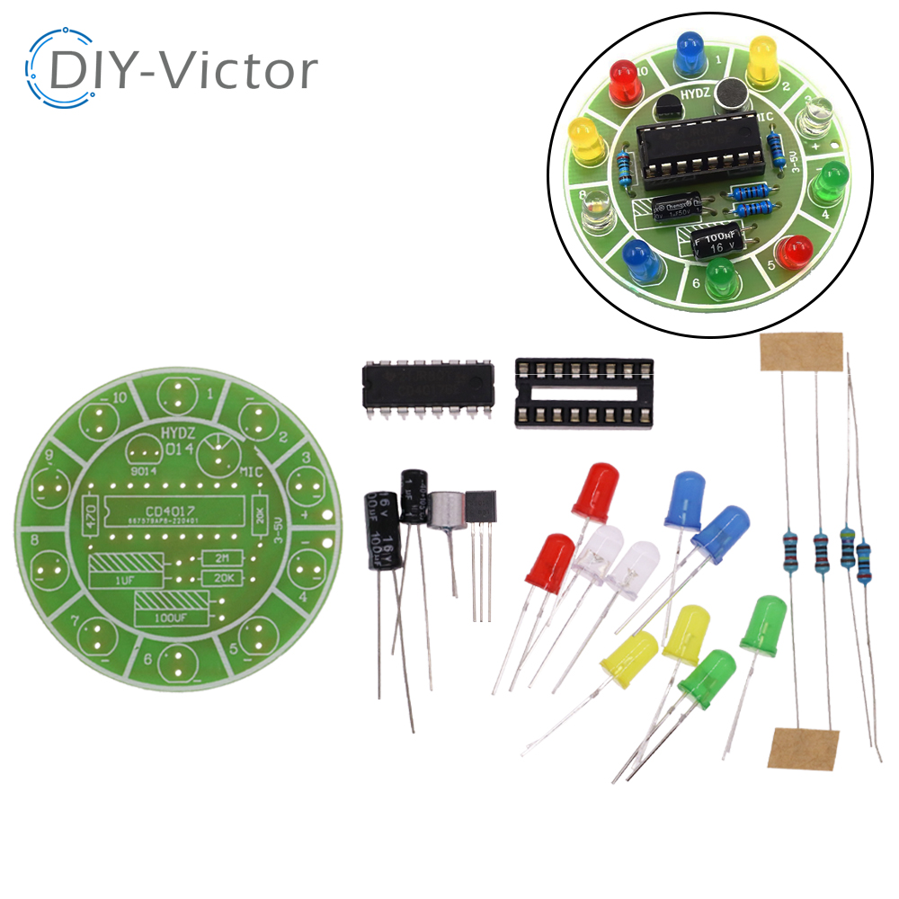 Diy Electronics Lab - Cd4017 Kleurrijke Spraakbesturing Roterende Led-Lichtkit Elektronische